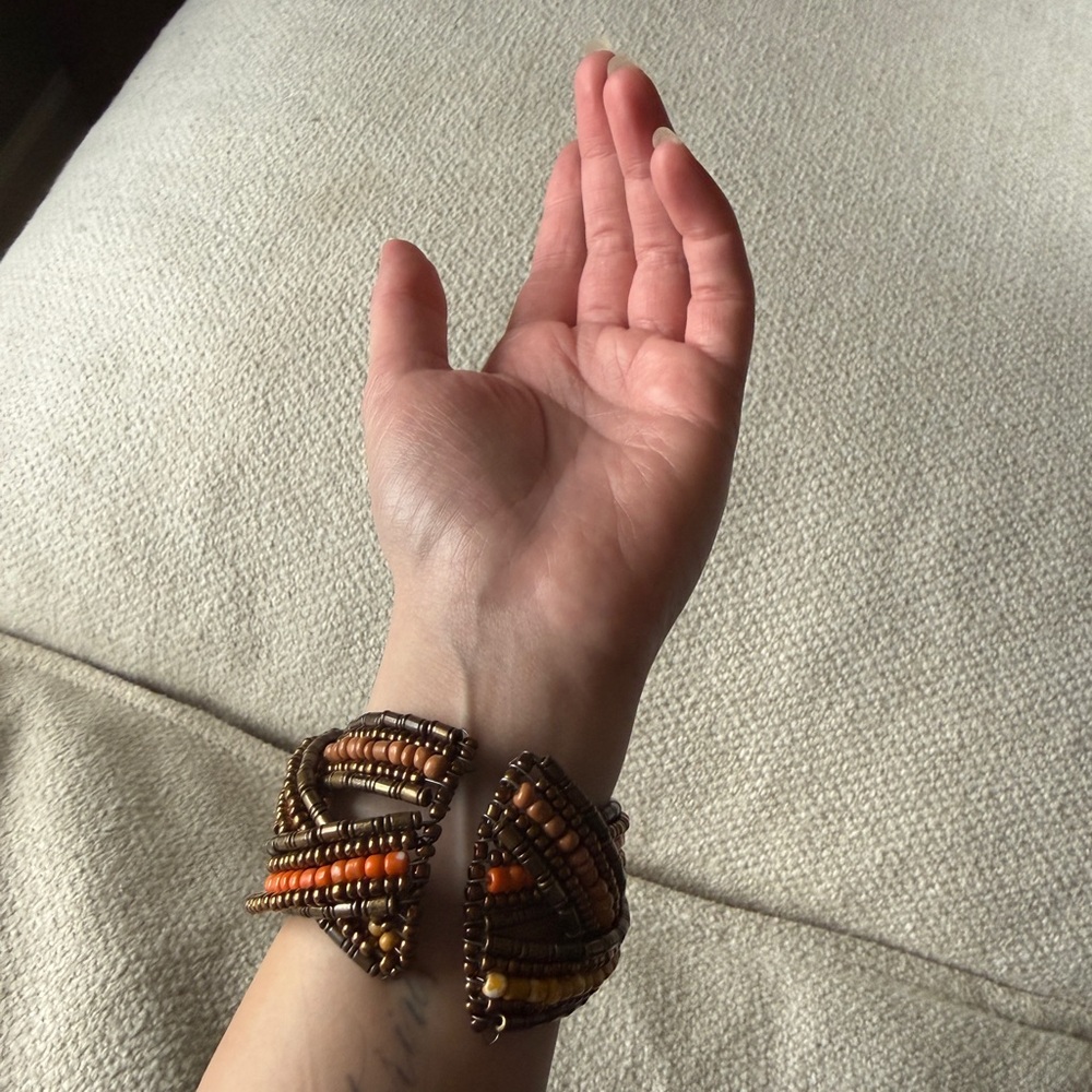 Handmade Multi-Strand Beaded Boho Bracelet – Earth Tones - Picture 3 of 5